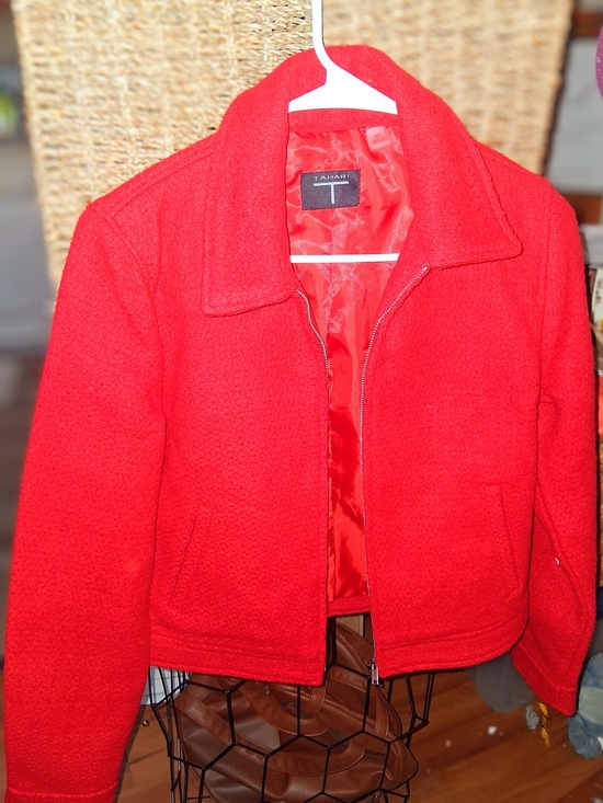 Tahari Jackets & Blazers - Tahari Vibrant Red Zip-Front Wool Blend Bomber Jacket